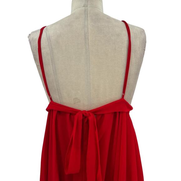 Michael Costello x Revolve Justin Gown Red Maxi‎ Lace Slit Size Large - Picture 11 of 16